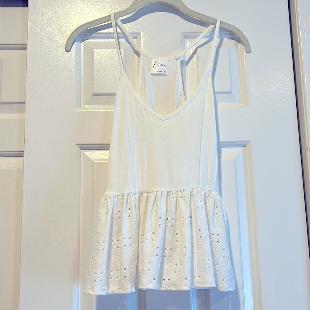 White eyelet tank